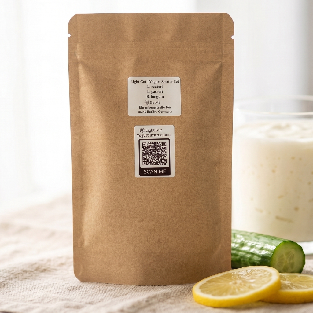L. reuteri + L. gasseri + B. longum | Light Gut | Yogurt Starter Set | Starter Cultures | 3 Yogurt Starters
